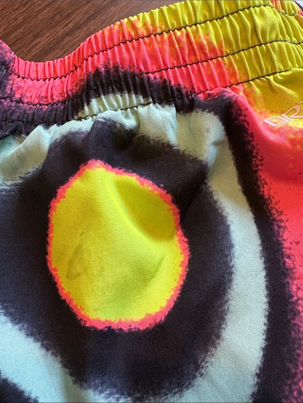 Nike Size 7 Black Shorts with Neon Multi Colors Swim Trunks Bottoms Boy